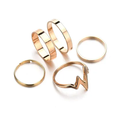 Fashion Lightning Heart Electricity Figure Women's Ring Set