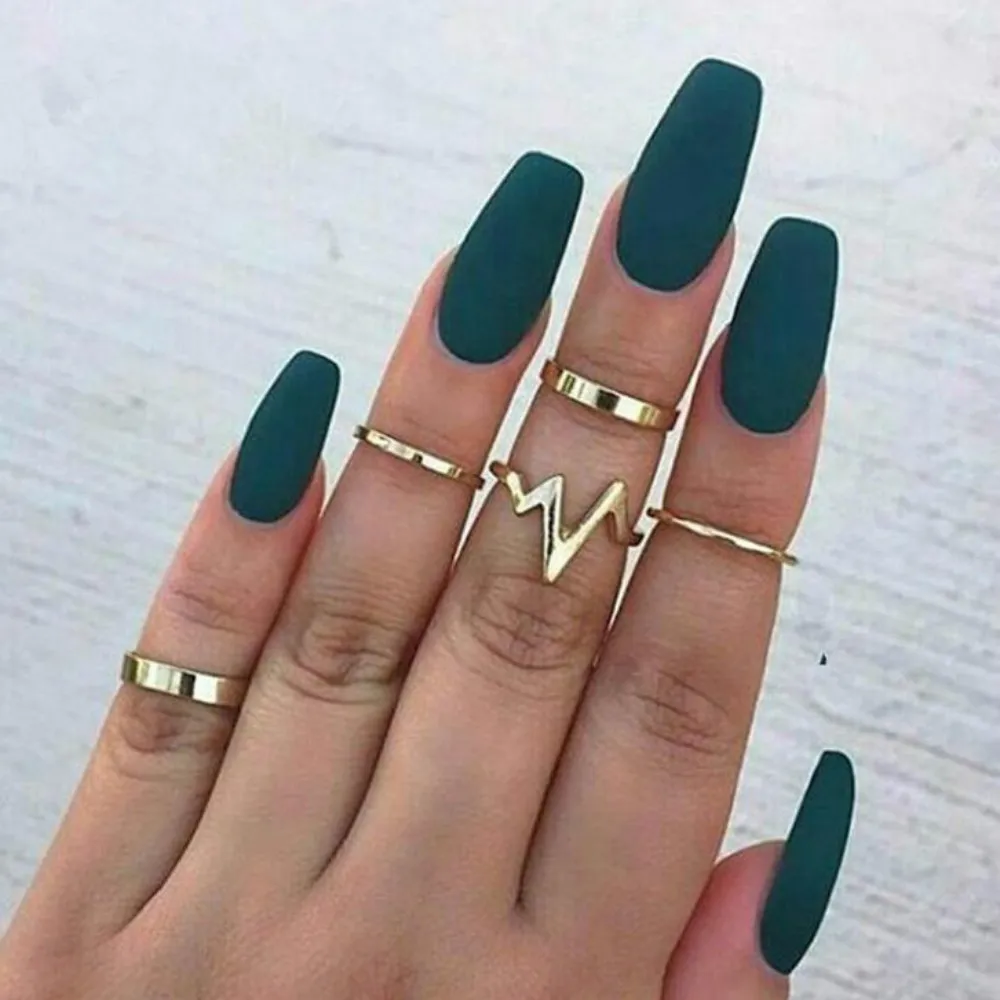 Fashion Lightning Heart Electricity Figure Women's Ring Set