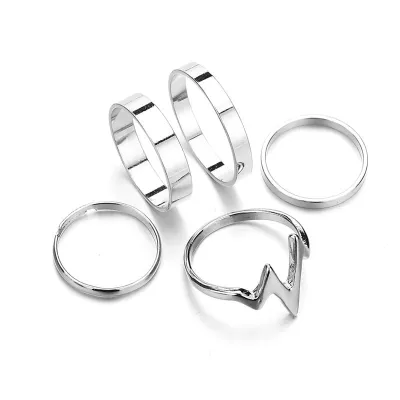 Fashion Lightning Heart Electricity Figure Women's Ring Set