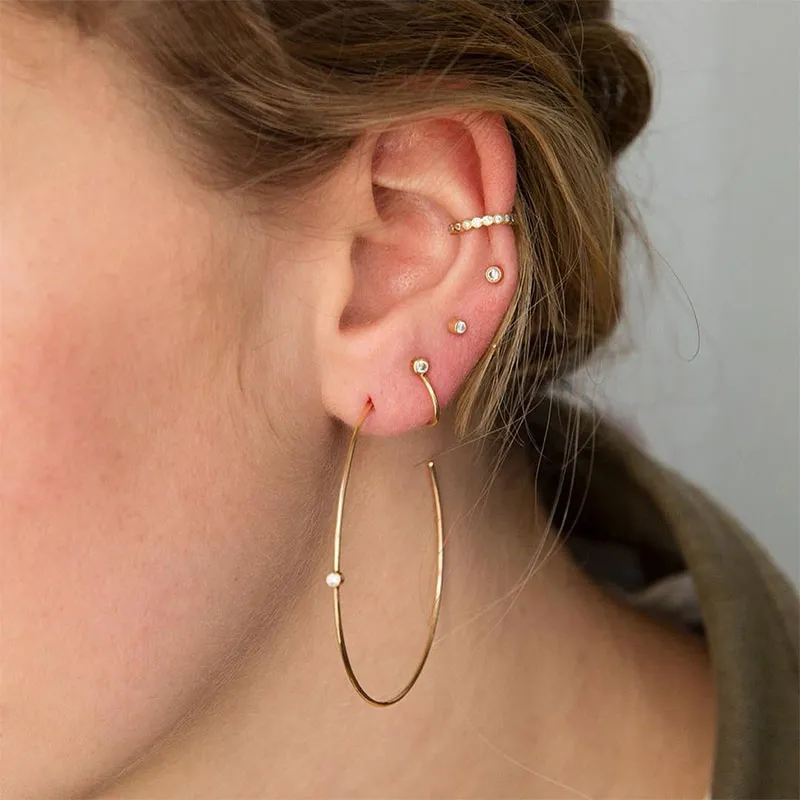 Minimalist Rhinestone Hoop Earrings for Women
