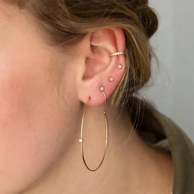 Minimalist Rhinestone Hoop Earrings for Women