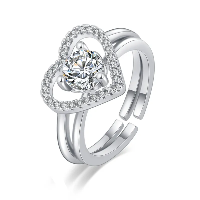 Creative Heart Shaped Opening Ring for Women