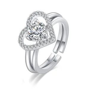 Creative Heart Shaped Opening Ring for Women