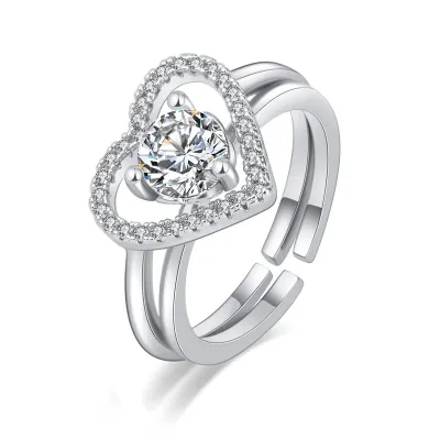 Creative Heart Shaped Opening Ring for Women