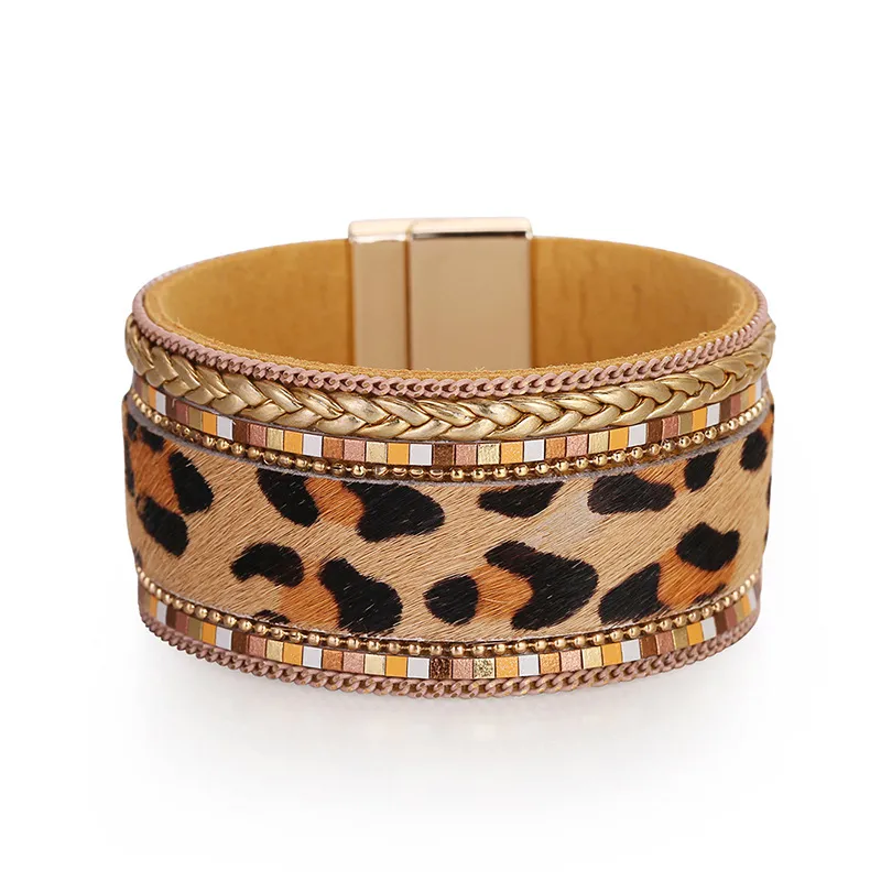 Fashion Leopard Pattern Magnetic Horse Hair Bracelet for Women