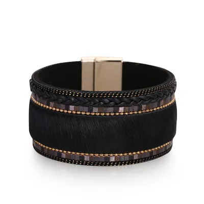 Fashion Leopard Pattern Magnetic Horse Hair Bracelet for Women