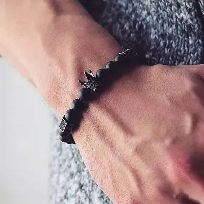 Men Crown Handmade Beaded Bracelet Alloy Moon Style