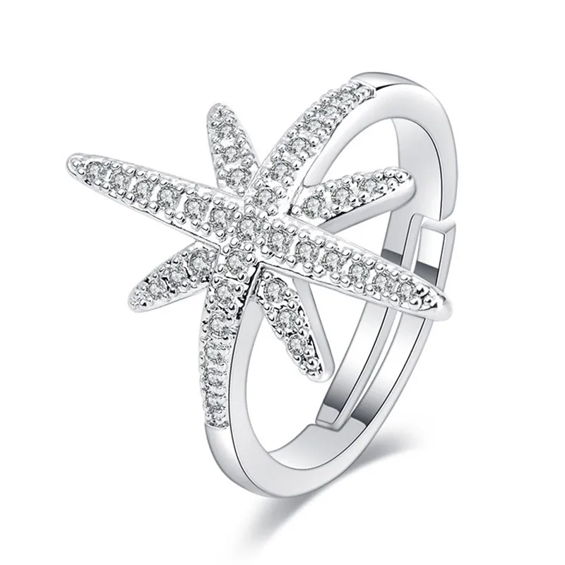 Rice Word Snowflake Zircon Ring for Women