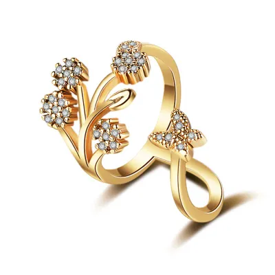 Snowflake Butterfly Crystal Zircon Ring for Women