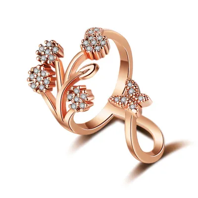 Snowflake Butterfly Crystal Zircon Ring for Women