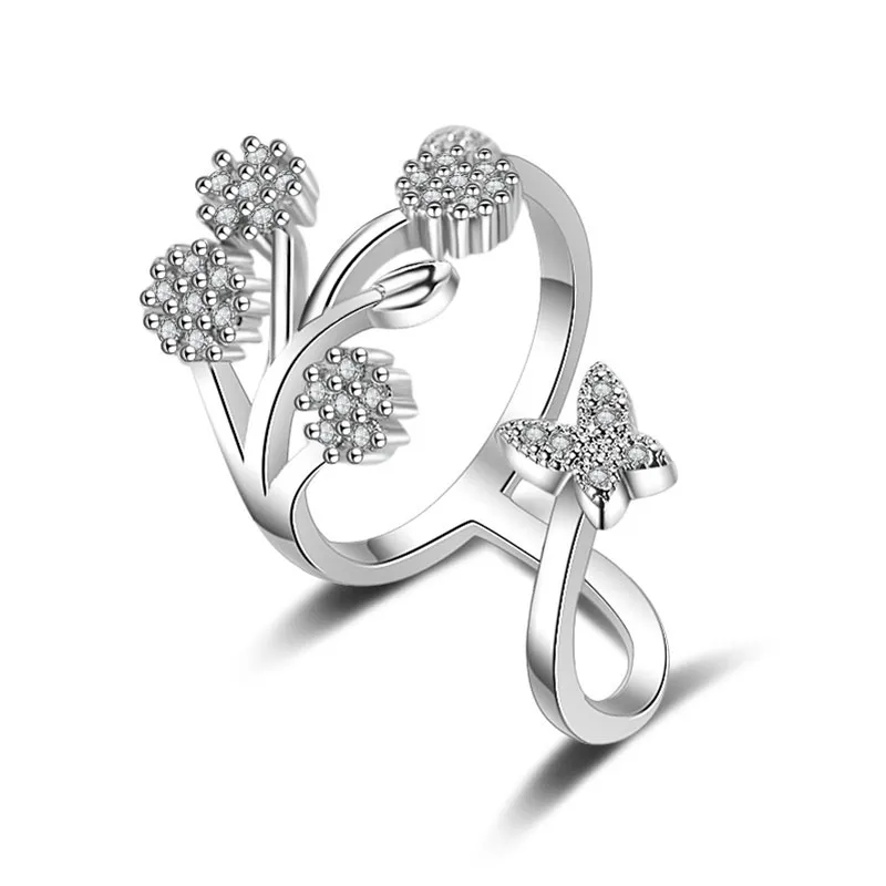 Snowflake Butterfly Crystal Zircon Ring for Women