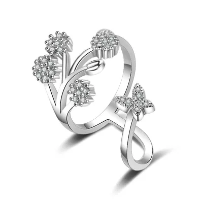 Snowflake Butterfly Crystal Zircon Ring for Women