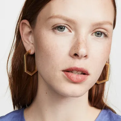 Simple Geometric Glossy Stud Earrings for Women Alloy