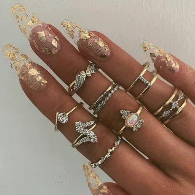 Fashion Temperament Water Drop Diamond Ring Set