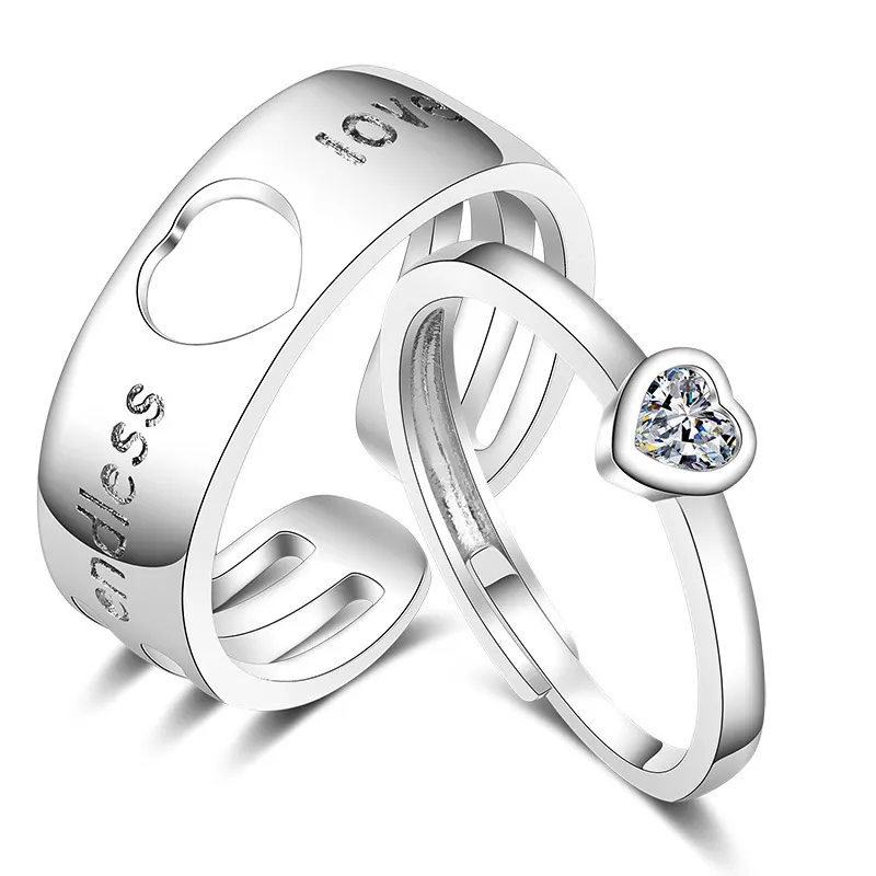 Heart Shaped Opening Copper Couple Ring