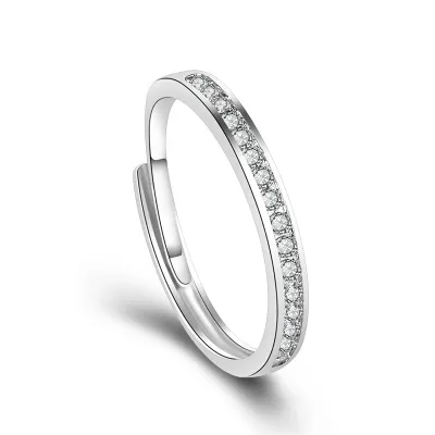 Minimalist Rhinestone Couple Opening Ring for Valentine Party