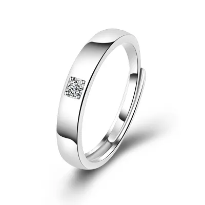 Minimalist Rhinestone Couple Opening Ring for Valentine Party
