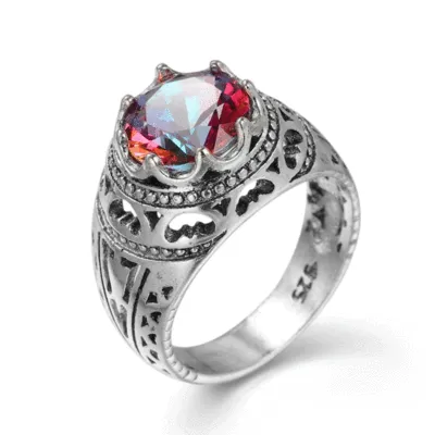 Retro Creative Colorful Zircon Unisex Geometric Ring