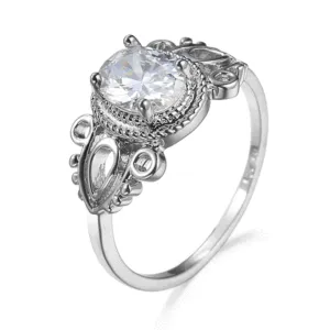 Vintage Simple White Zircon Copper Ring