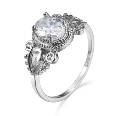 Vintage Simple White Zircon Copper Ring
