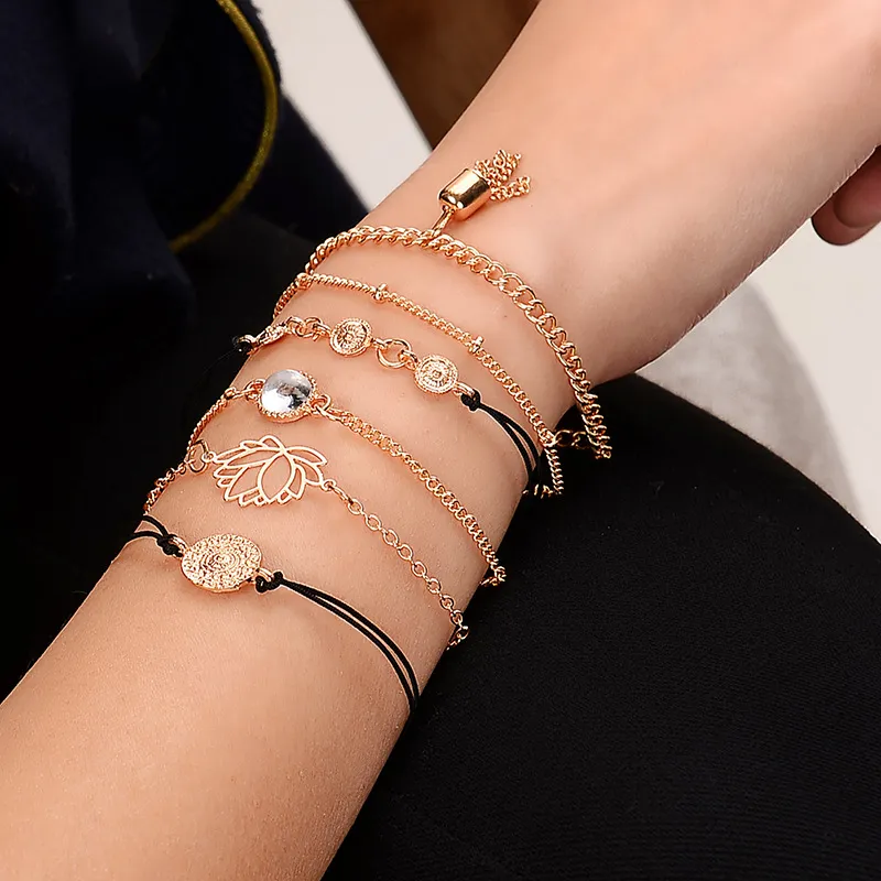 Women's Unique Tassel Woven Alloy Bracelets Set
