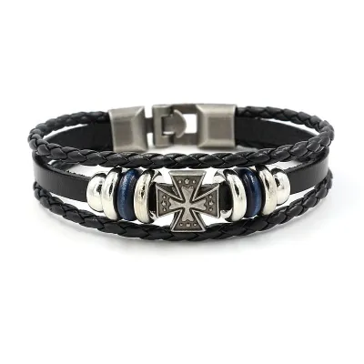 Vintage Cross PU Leather Bracelet
