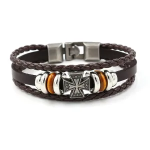 Vintage Cross PU Leather Bracelet