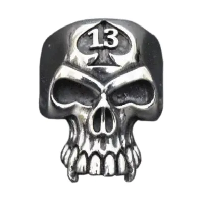 Digital 13 Number Ghost Head Skull Stainless Steel Ring