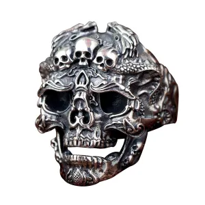 Vintage Skull Head Pattern Metal Men's Ring