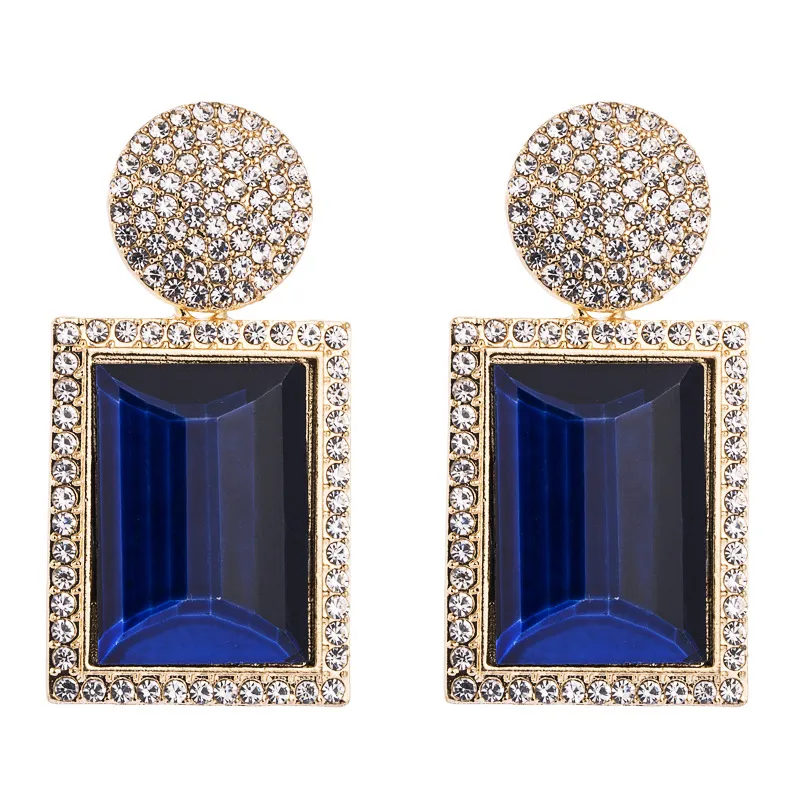 Geometric Inlaid Glass Drill Earrings for Women