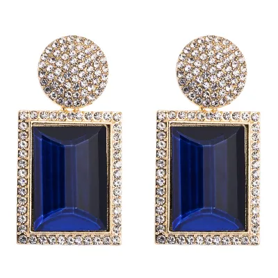 Geometric Inlaid Glass Drill Earrings for Women