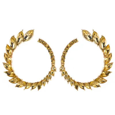 Vintage C-Shape Inlaid Colorful Rhinestone Earrings for Women