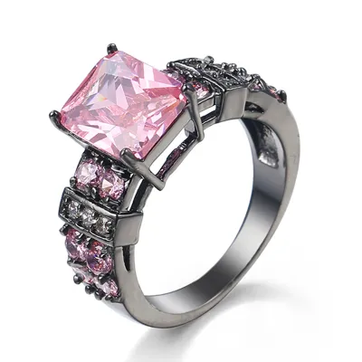 Creative Gemstone Decor Gold Plated Copper Ring for Women Simple Geometric Zircon