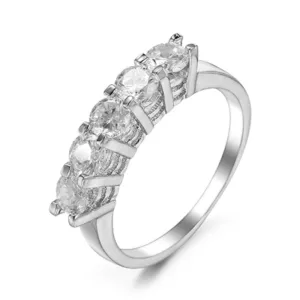 Full Diamond White Zircon Geometric Ring for Women