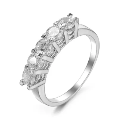 Full Diamond White Zircon Geometric Ring for Women