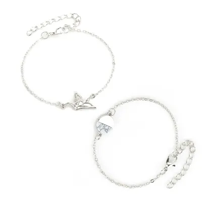 Crack Stone Stereoscopic Peace Pigeon Bracelet Set for Women