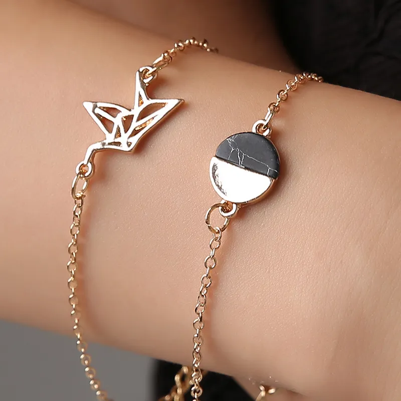 Crack Stone Stereoscopic Peace Pigeon Bracelet Set for Women