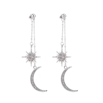 Star Moon Inlaid Drill Pendant Earrings for Women