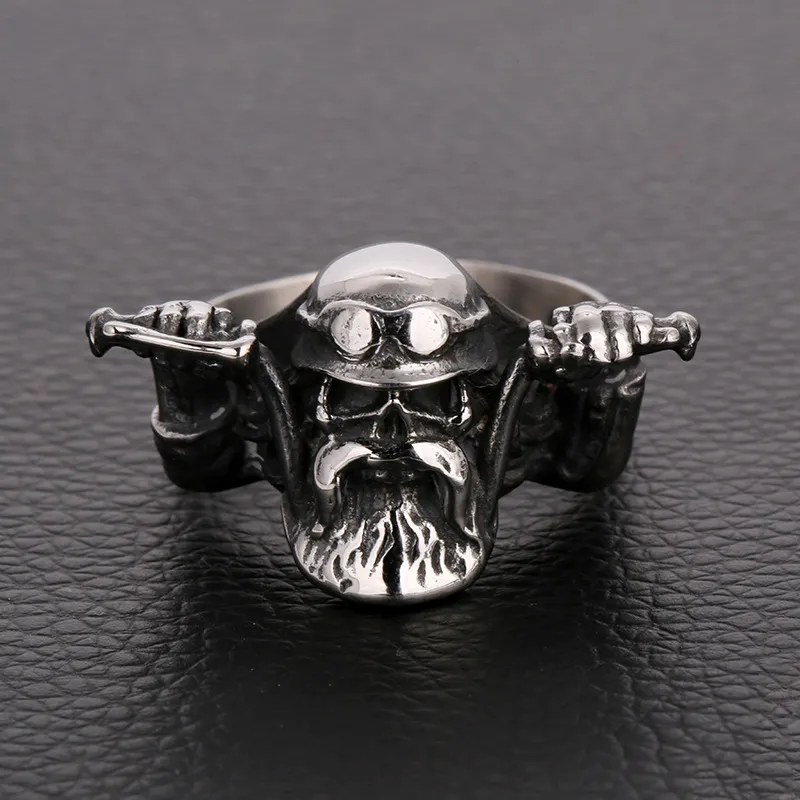 Big Beard Ghost Head Motorcycle Rider Ring Men Alloy Cartoon