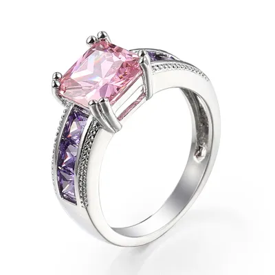 Fashion Square Shape Zircon Wedding Ring Simple Unisex Copper Geometric