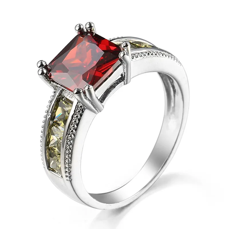 Fashion Square Shape Zircon Wedding Ring Simple Unisex Copper Geometric
