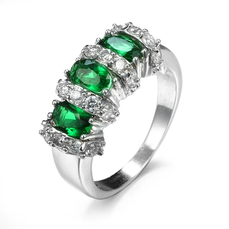Three Drill Zircon Copper Ring Geometric Women's Fashion Ring