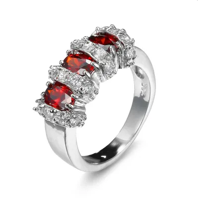Three Drill Zircon Copper Ring Geometric Women's Fashion Ring