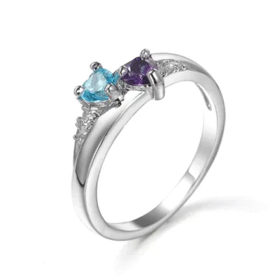 Creative Double Colored Zircon Ring Unisex Geometric Copper