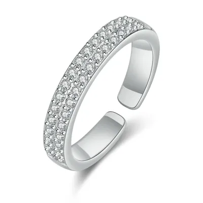 Double Row Full Drill Opening Star Ring for Women