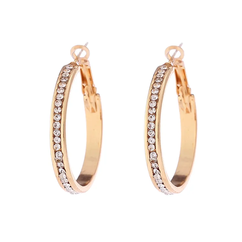 Fashion Inlaid Drill Hoop Earrings for Women