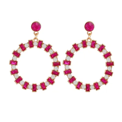 Creative Design Hollow Out Round Earrings Rhinestones Women's Geometric