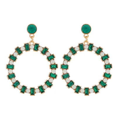 Creative Design Hollow Out Round Earrings Rhinestones Women's Geometric
