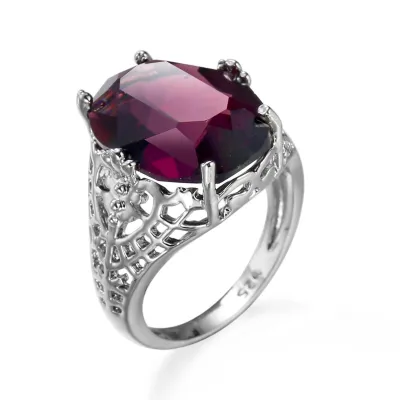 Simple Purple Zircon Geometric Ring, Unisex Copper Ring