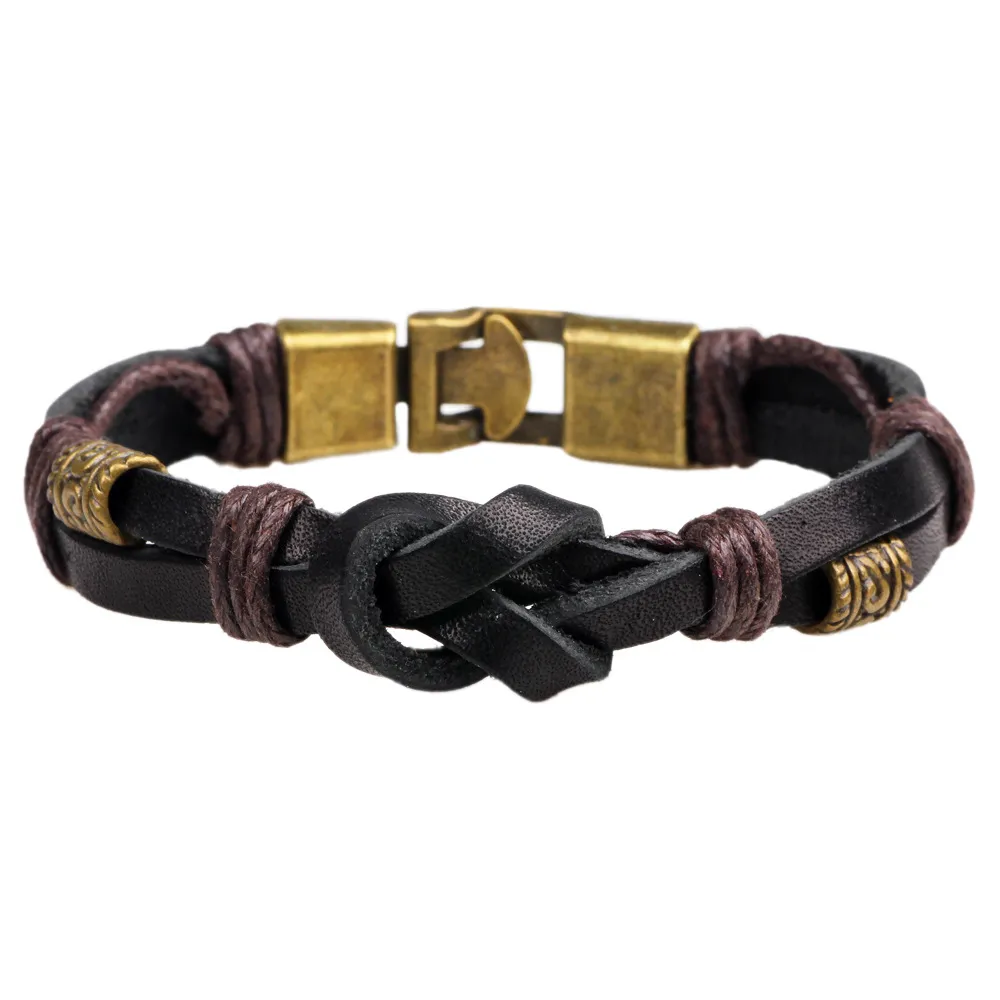 Vintage Men's PU Leather Metal Buckle Bow Tie Bracelet